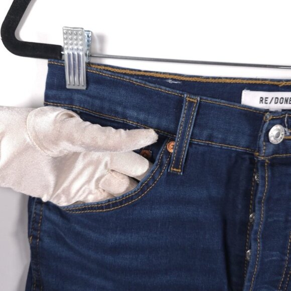 NWT RE/DONE Women’s 90s HIGH RISE LOOSE Deep Faded Blue Button Fly Jeans Size 27 - Picture 8 of 12